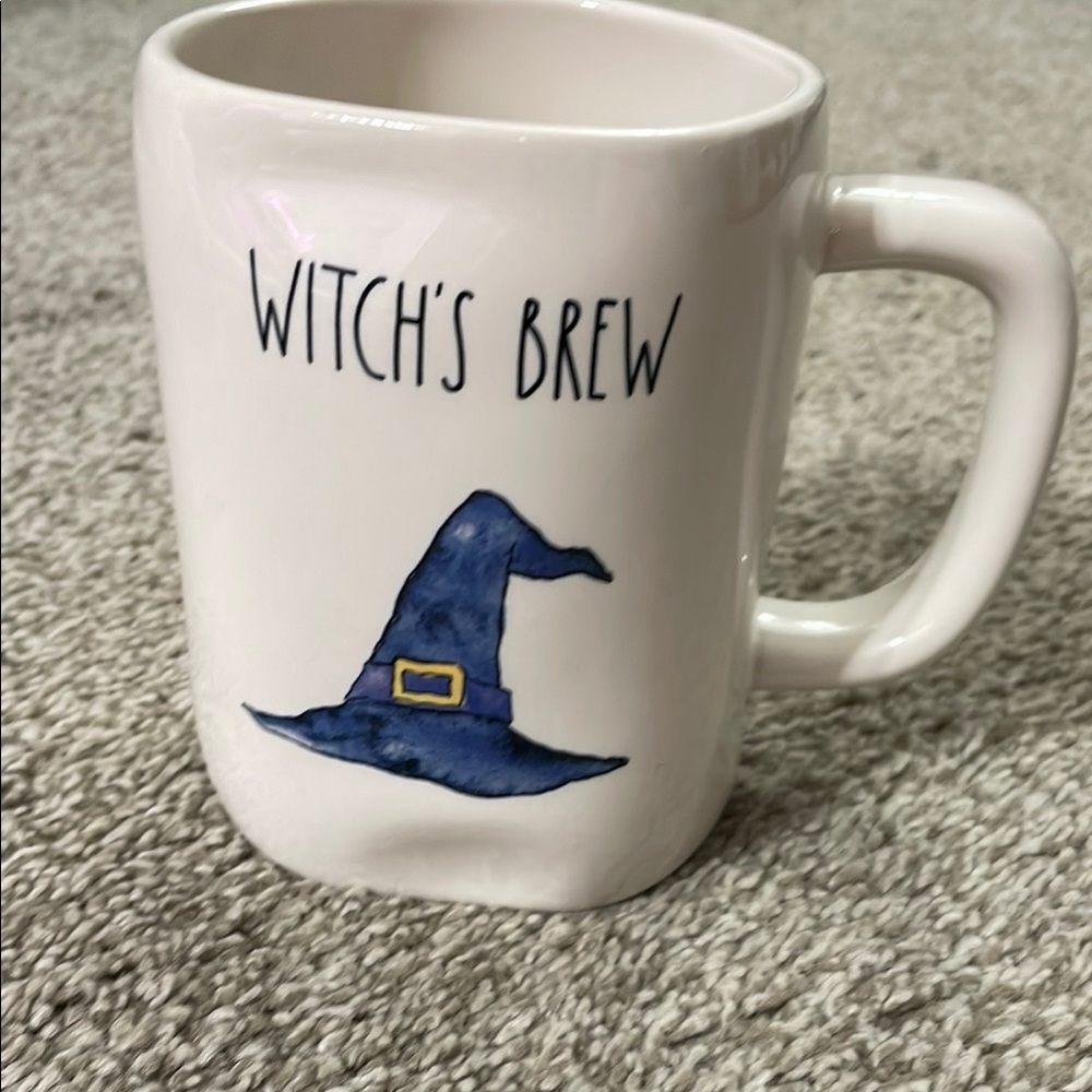 Witch's Brew Ceramic Mug - White with Blue Hat